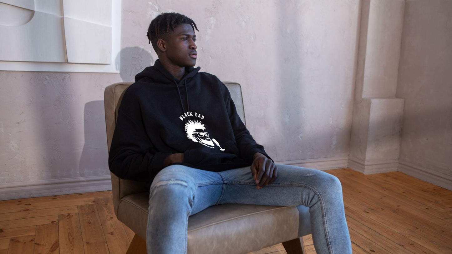 Embroidered Jet Black Fleece Hoodie